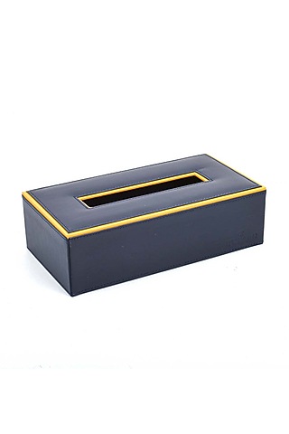 Blue Leatherette & MDF Tissue Box by ICHKAN