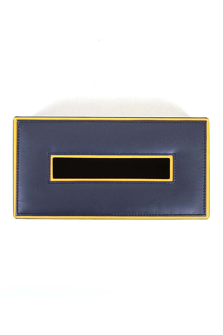 Blue Leatherette & MDF Tissue Box by ICHKAN at Pernia's Pop Up Shop