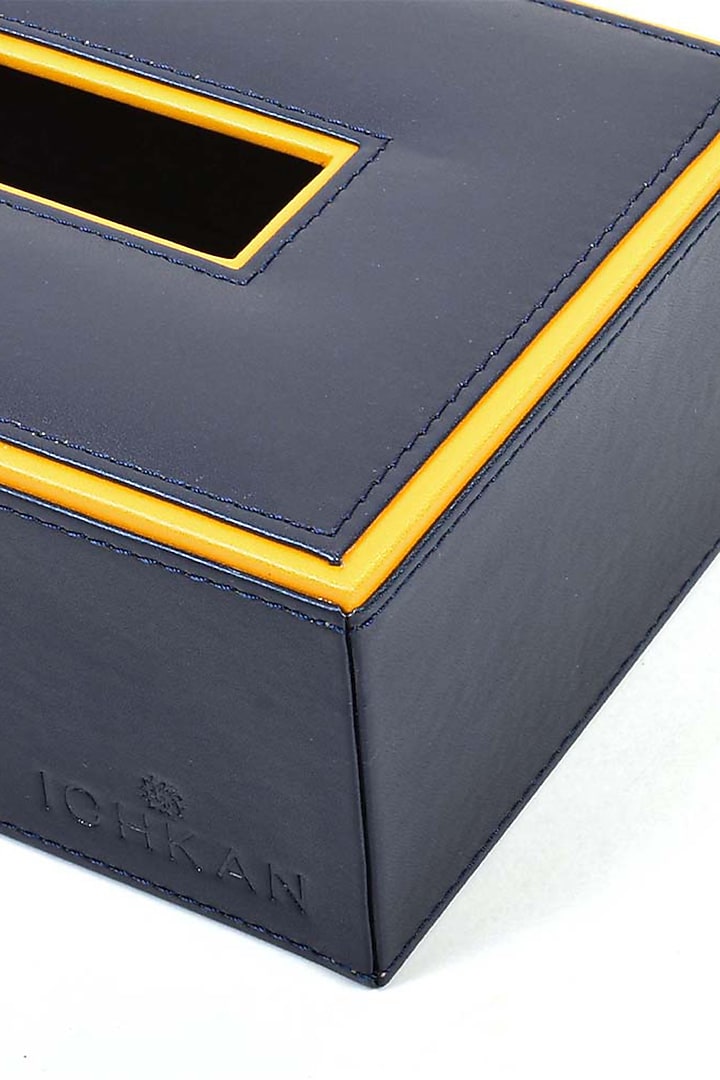 Blue Leatherette & MDF Tissue Box by ICHKAN at Pernia's Pop Up Shop