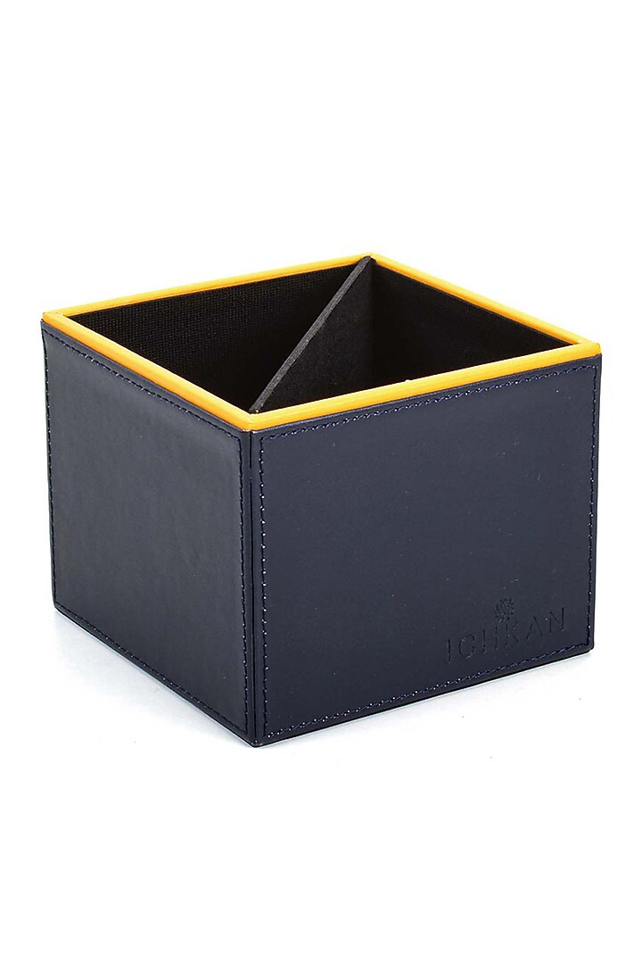 Blue Leatherette & MDF Pen Holder by ICHKAN at Pernia's Pop Up Shop