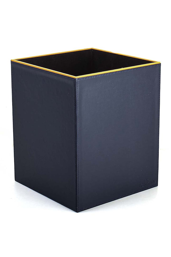 Blue Leatherette & MDF Dustbin by ICHKAN at Pernia's Pop Up Shop