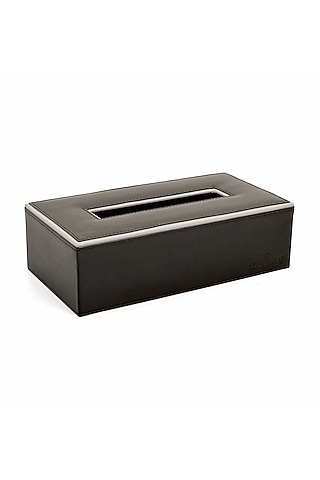 Black Leatherette & MDF Tissue Box by ICHKAN