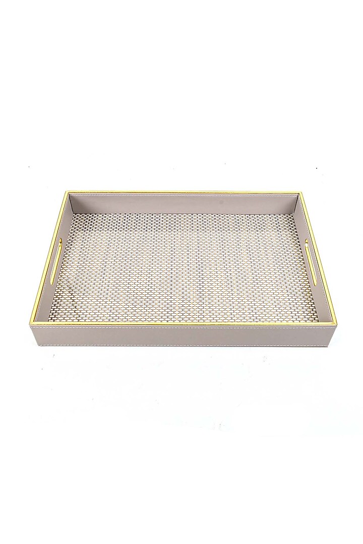 Grey Leatherette & Synthetic Cane Tray by ICHKAN at Pernia's Pop Up Shop