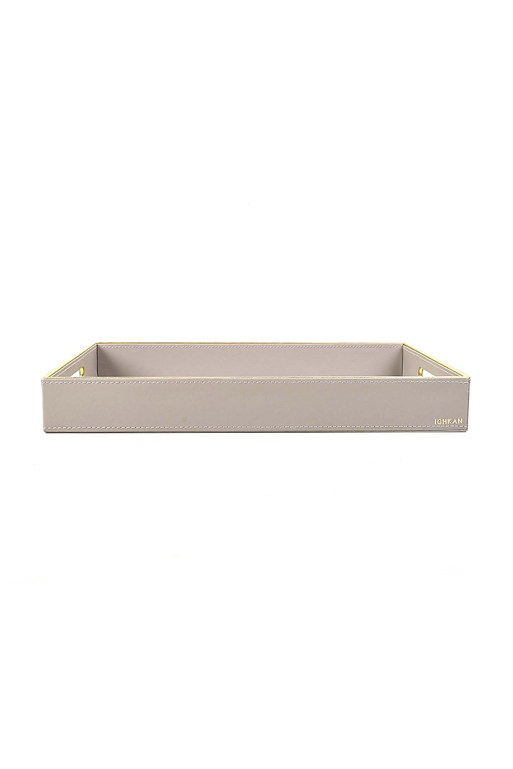 Grey Leatherette & Synthetic Cane Tray by ICHKAN at Pernia's Pop Up Shop