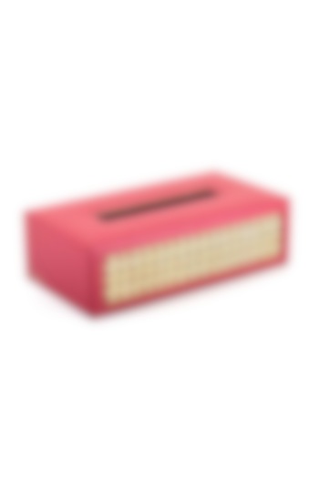 Maroon Leatherette & Rattan Cane Tissue Box by ICHKAN