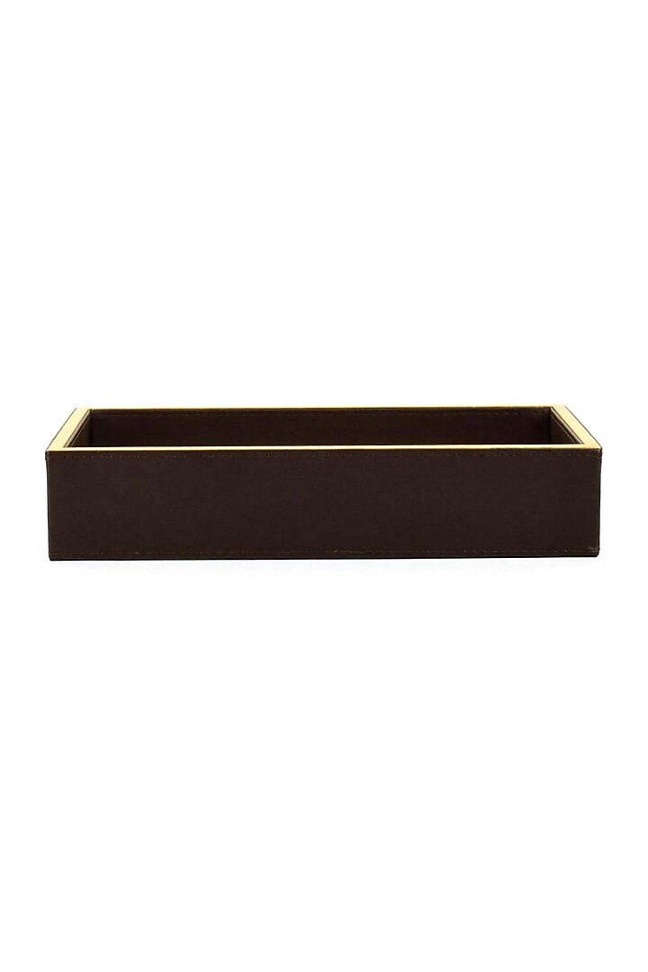 Dark Brown Leatherette & Rattan Cane Towel Tray by ICHKAN at Pernia's Pop Up Shop