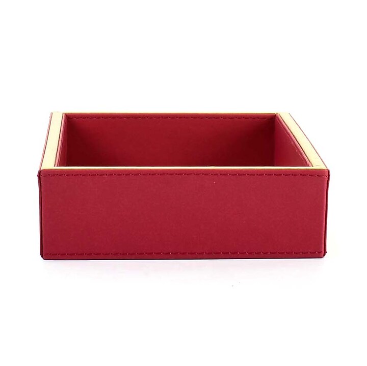 Maroon Leatherette & Rattan Cane Towel Tray by ICHKAN at Pernia's Pop Up Shop