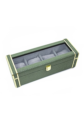 Olive Green Vegan Leather Serpentine Watch Box by ICHKAN