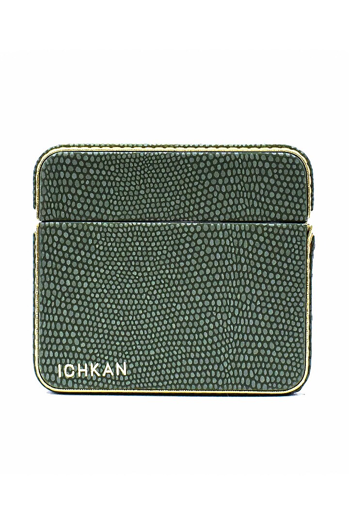 Olive Green Vegan Leather Serpentine Watch Box by ICHKAN at Pernia's Pop Up Shop
