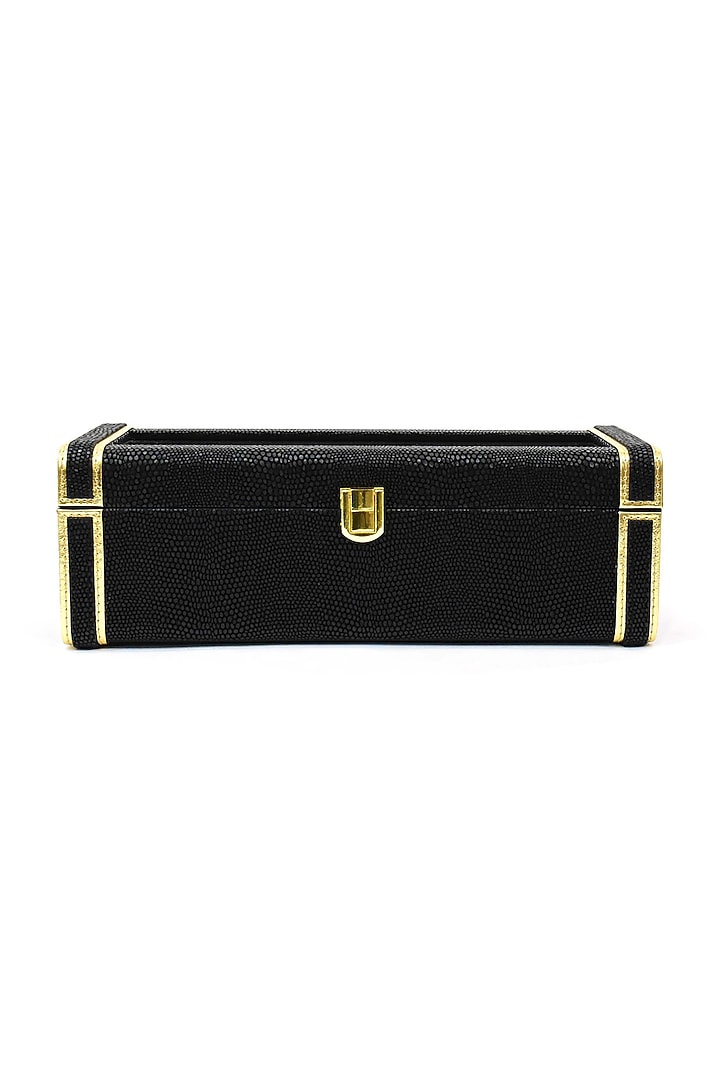 Black Vegan Leather Serpentine Watch Box by ICHKAN at Pernia's Pop Up Shop