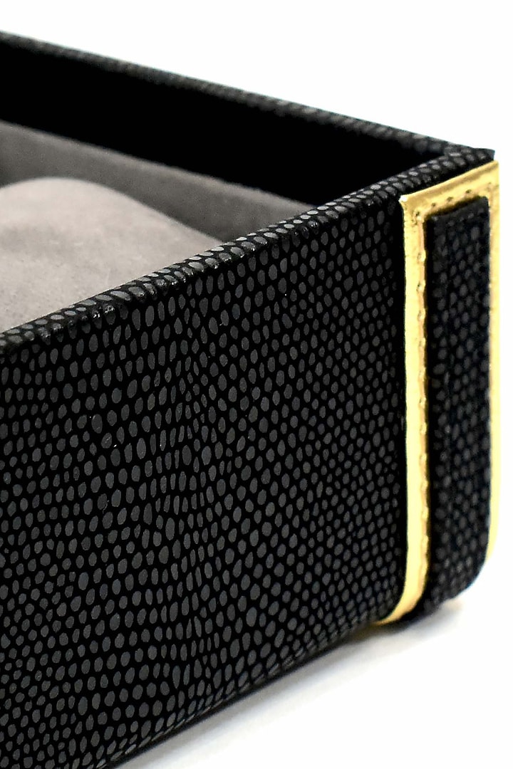 Black Vegan Leather Serpentine Watch Box by ICHKAN at Pernia's Pop Up Shop