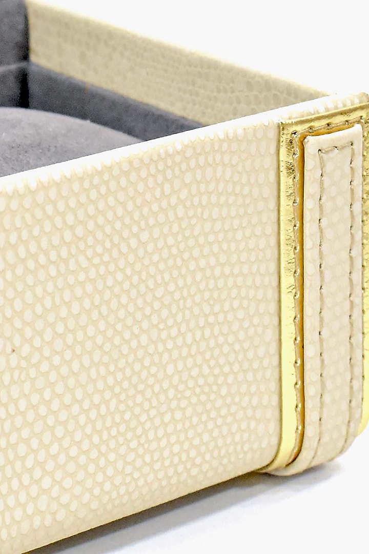 Ivory Vegan Leather Serpentine Watch Box by ICHKAN at Pernia's Pop Up Shop