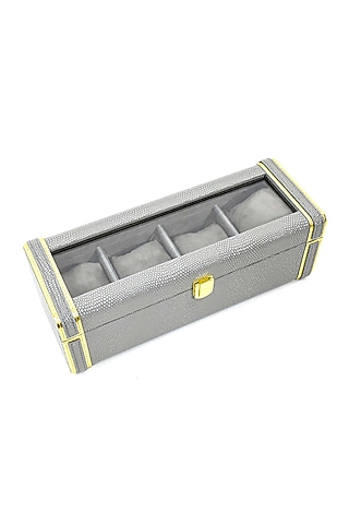 Grey Vegan Leather Serpentine Watch Box by ICHKAN