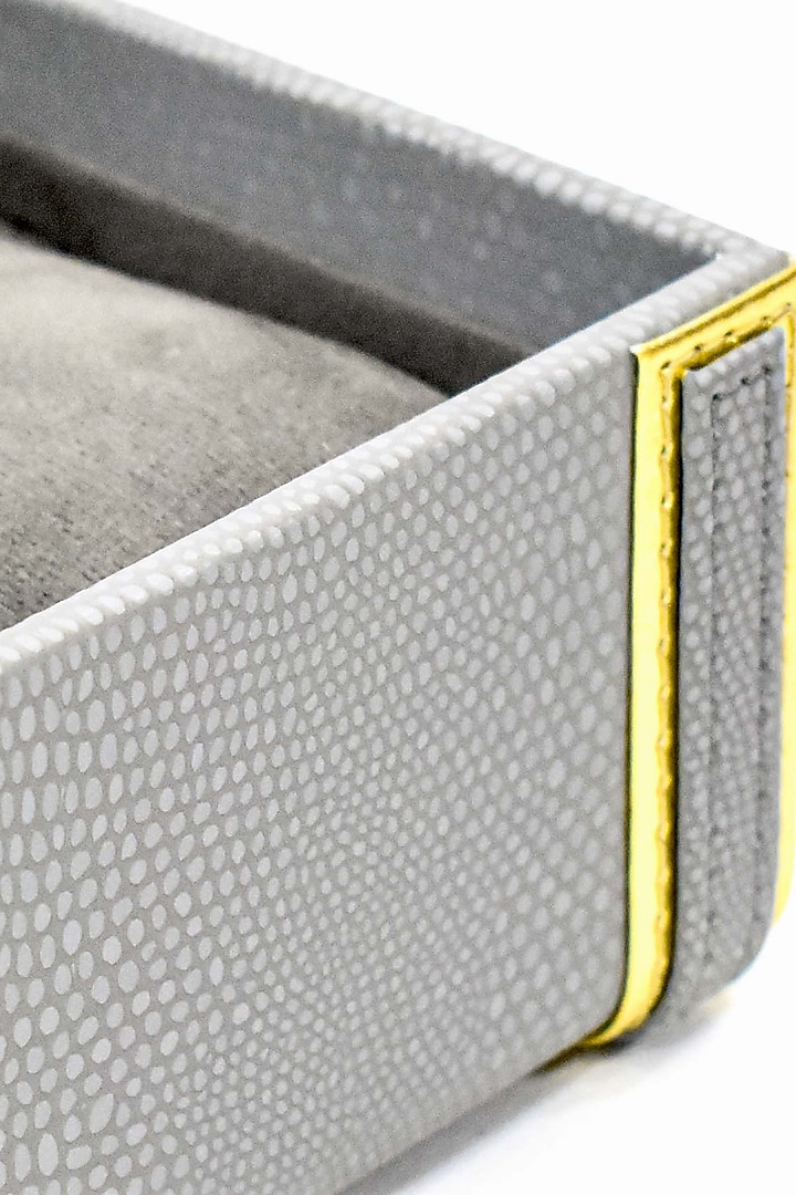 Grey Vegan Leather Serpentine Watch Box by ICHKAN at Pernia's Pop Up Shop