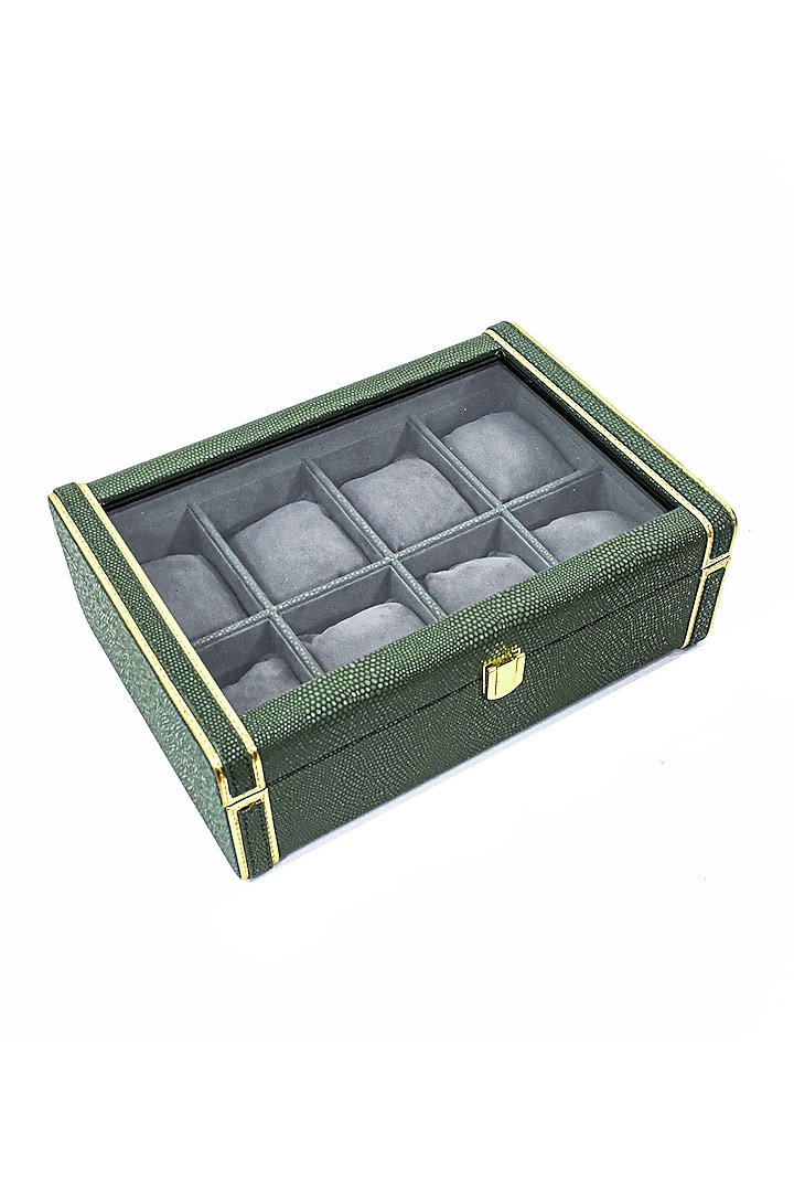 Olive Green Vegan Leather Serpentine Watch Box by ICHKAN