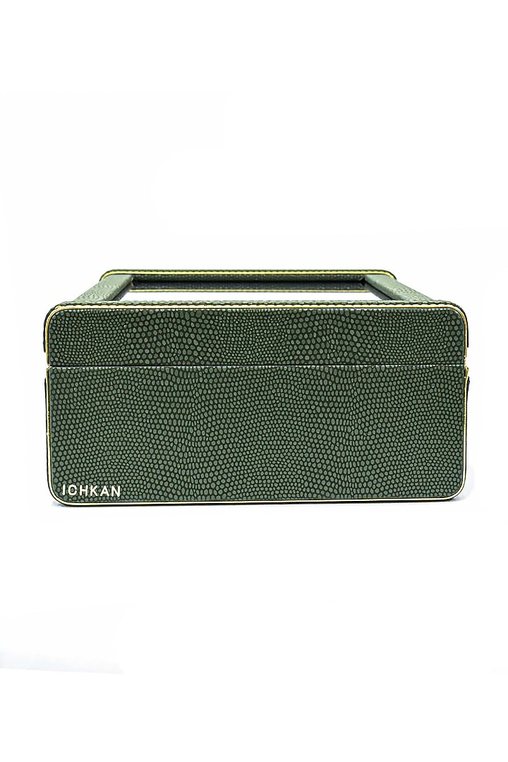 Olive Green Vegan Leather Serpentine Watch Box by ICHKAN at Pernia's Pop Up Shop