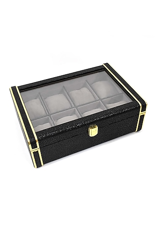 Black Vegan Leather Serpentine Watch Box by ICHKAN