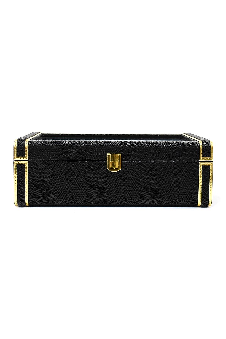 Black Vegan Leather Serpentine Watch Box by ICHKAN at Pernia's Pop Up Shop