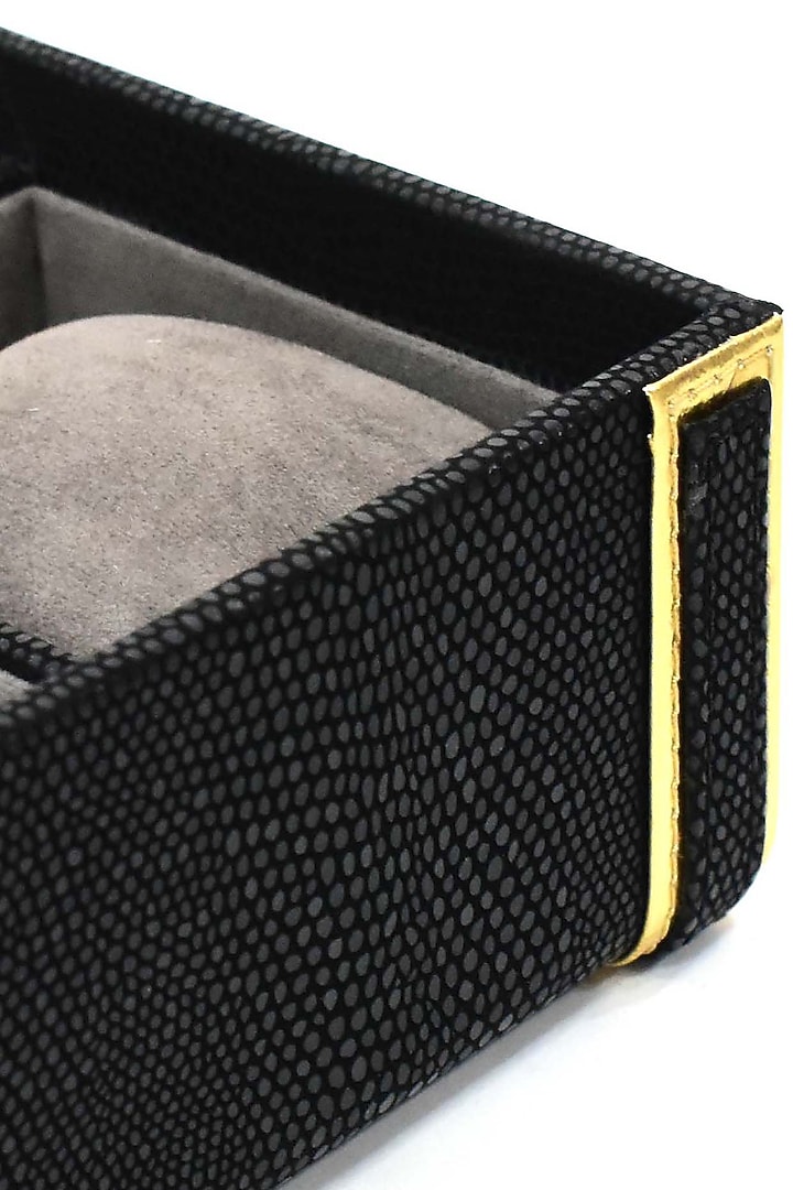 Black Vegan Leather Serpentine Watch Box by ICHKAN at Pernia's Pop Up Shop