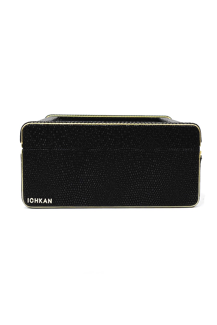 Black Vegan Leather Serpentine Watch Box by ICHKAN at Pernia's Pop Up Shop