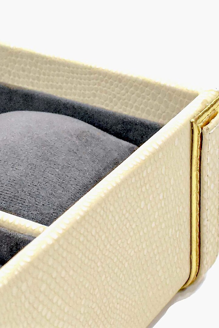 Ivory Vegan Leather Serpentine Watch Box by ICHKAN at Pernia's Pop Up Shop
