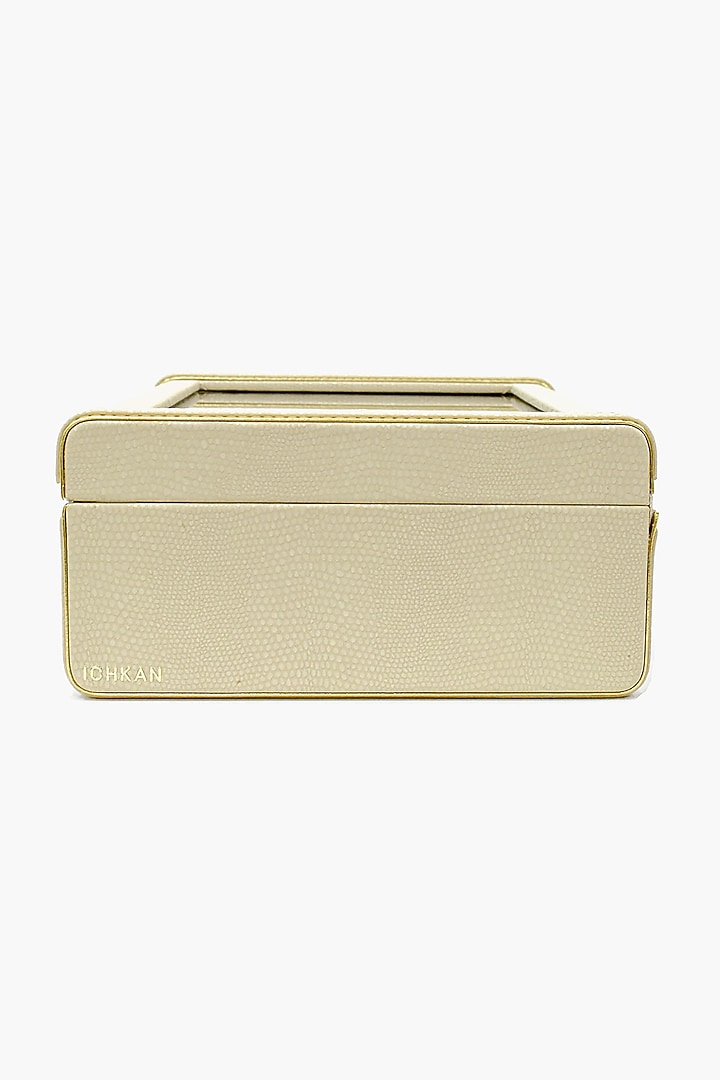 Ivory Vegan Leather Serpentine Watch Box by ICHKAN at Pernia's Pop Up Shop