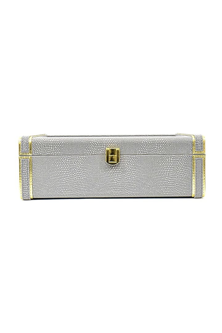Grey Vegan Leather Serpentine Watch Box by ICHKAN at Pernia's Pop Up Shop
