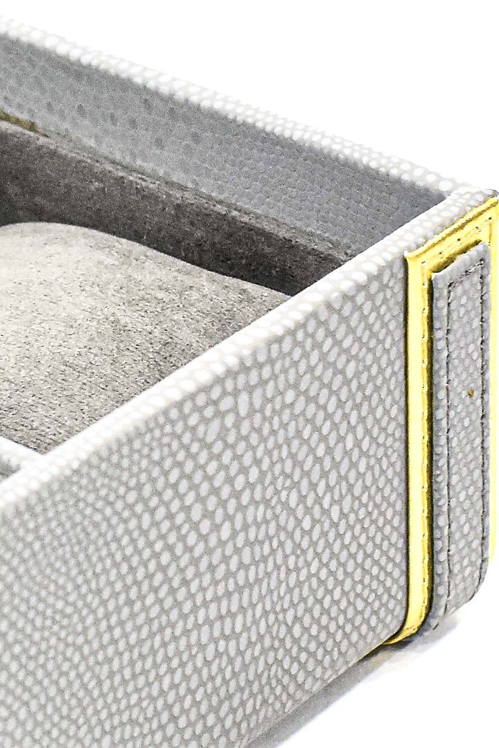 Grey Vegan Leather Serpentine Watch Box by ICHKAN at Pernia's Pop Up Shop