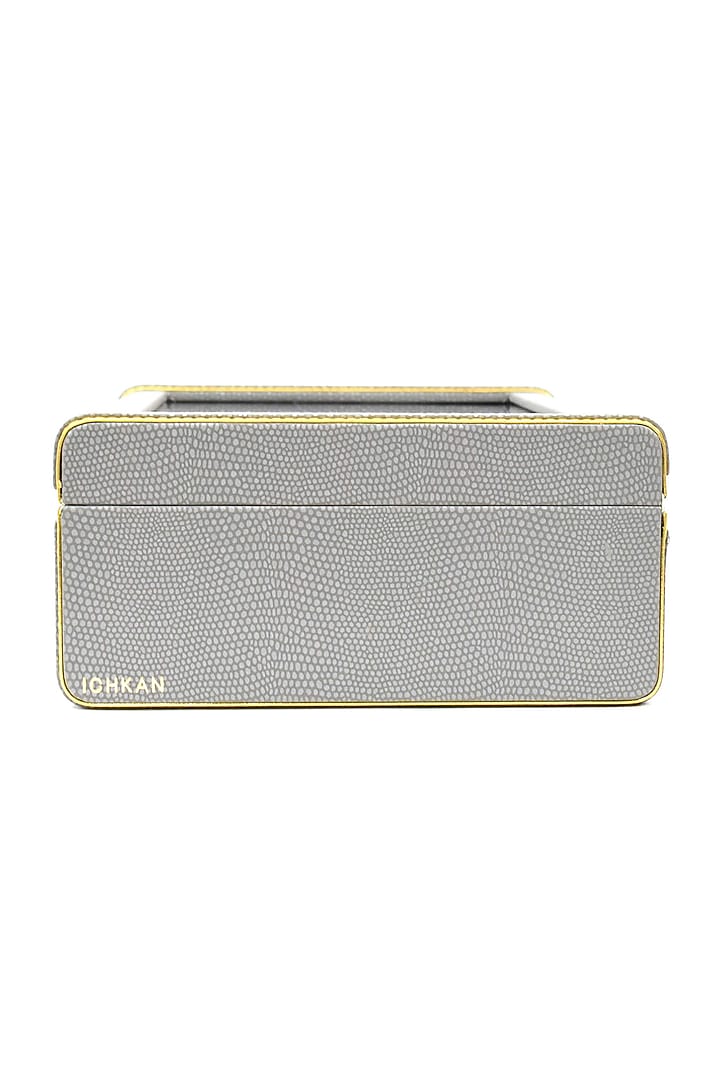 Grey Vegan Leather Serpentine Watch Box by ICHKAN at Pernia's Pop Up Shop