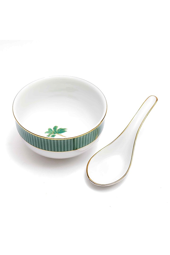 Green Porcelain Dinner Set (Set of 33) by ICHKAN at Pernia's Pop Up Shop