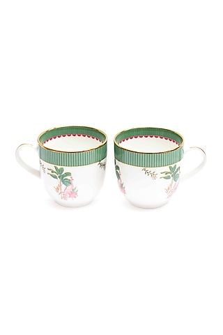 Green Porcelain Mug Set (Set of 6) by ICHKAN
