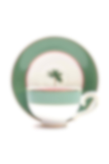 Green Porcelain Tea Cup & Saucer Set (Set of 12) by ICHKAN at Pernia's Pop Up Shop