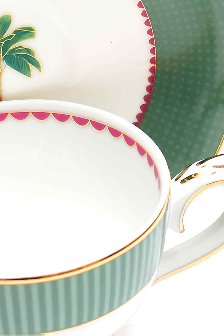 Green Porcelain Tea Cup & Saucer Set (Set of 12) by ICHKAN at Pernia's Pop Up Shop