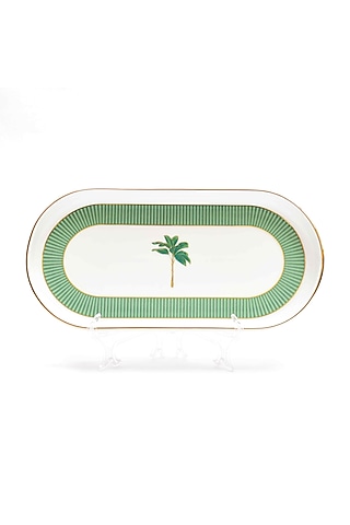 Green Porcelain Oval Platter by ICHKAN