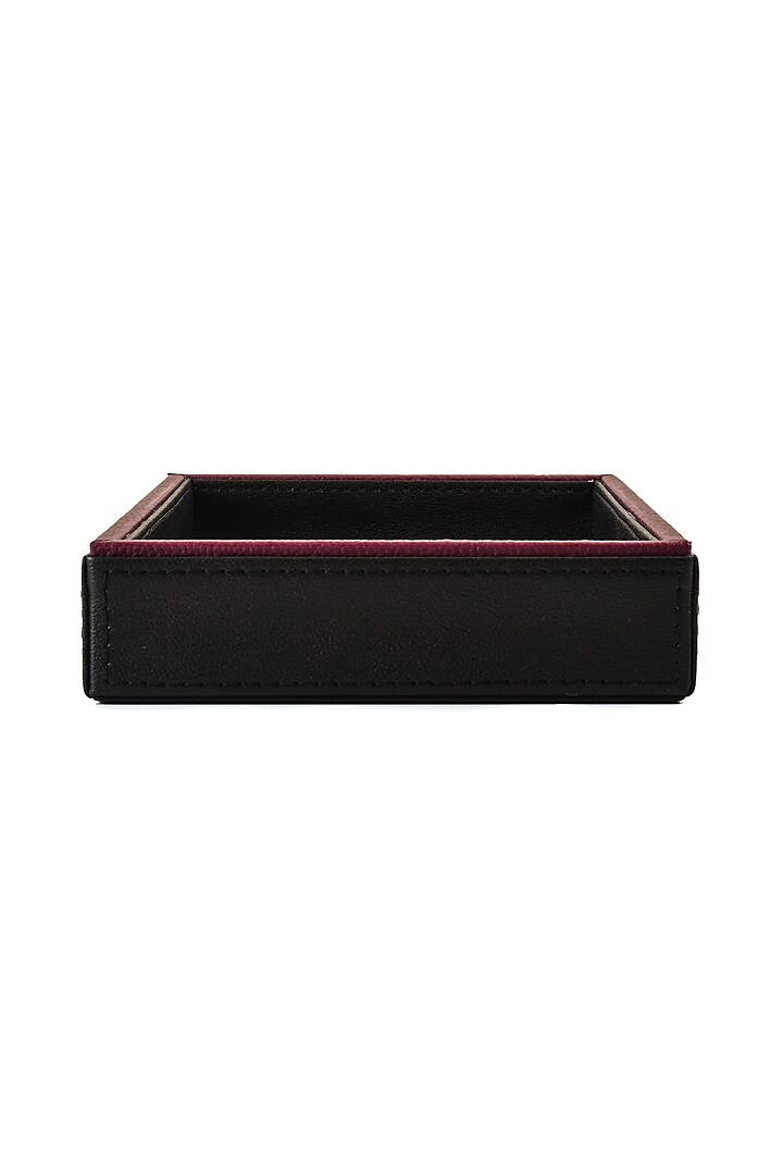 Black Leatherette Handcrafted Tray by ICHKAN