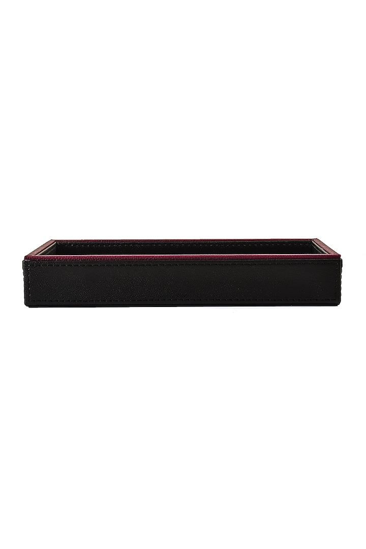 Black Leatherette Handcrafted Tray by ICHKAN at Pernia's Pop Up Shop
