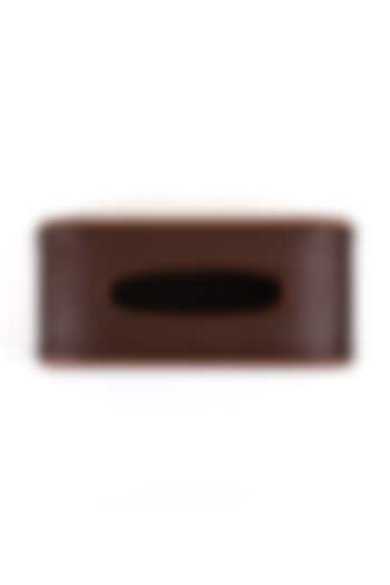 Dark Brown Leatherette Curved Tissue Box by ICHKAN at Pernia's Pop Up Shop
