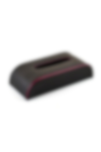 Black Leatherette Curved Tissue Box by ICHKAN at Pernia's Pop Up Shop