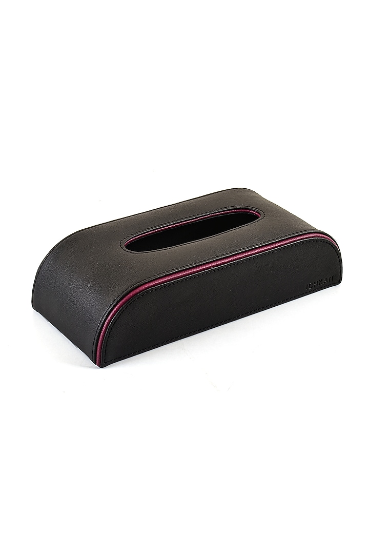 Black Leatherette Curved Tissue Box by ICHKAN at Pernia's Pop Up Shop