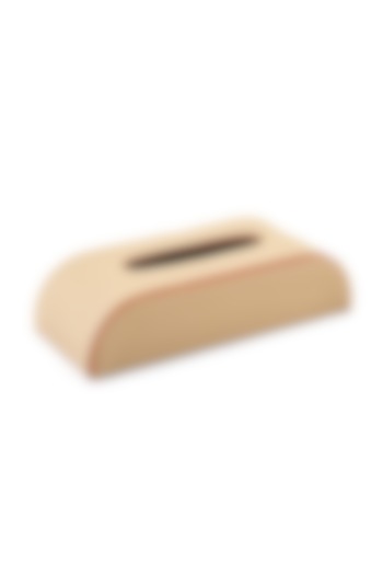 Beige Leatherette Curved Tissue Box by ICHKAN at Pernia's Pop Up Shop