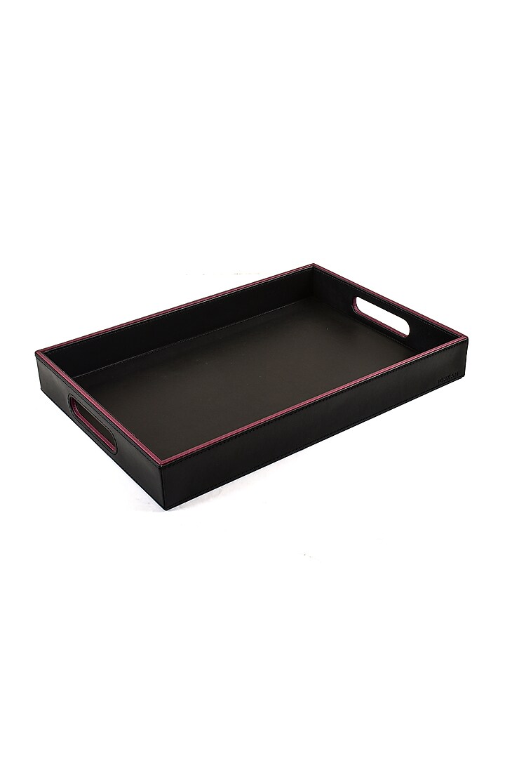Black Leatherette Serving Tray Set by ICHKAN at Pernia's Pop Up Shop