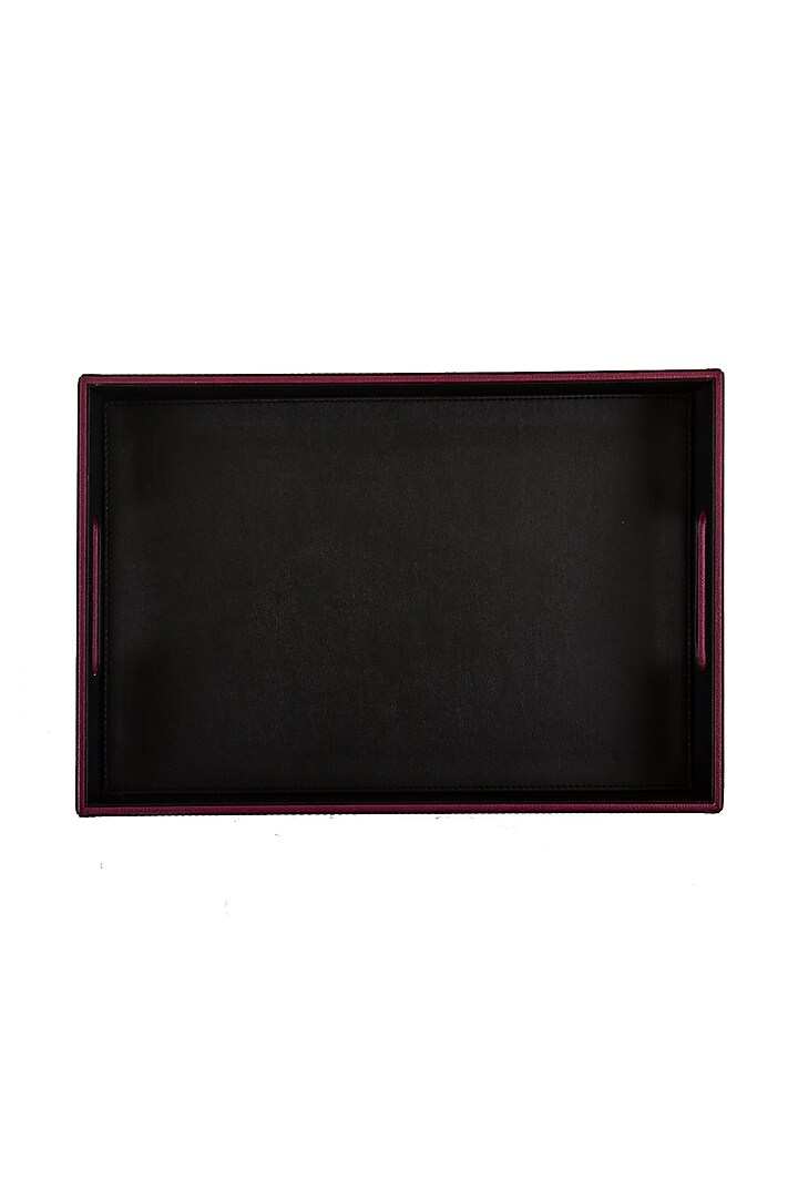 Black Leatherette Serving Tray Set by ICHKAN at Pernia's Pop Up Shop