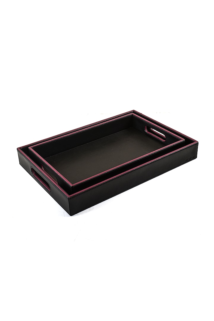 Black Leatherette Serving Tray Set by ICHKAN