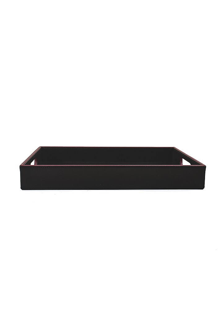Black Leatherette Serving Tray Set by ICHKAN at Pernia's Pop Up Shop