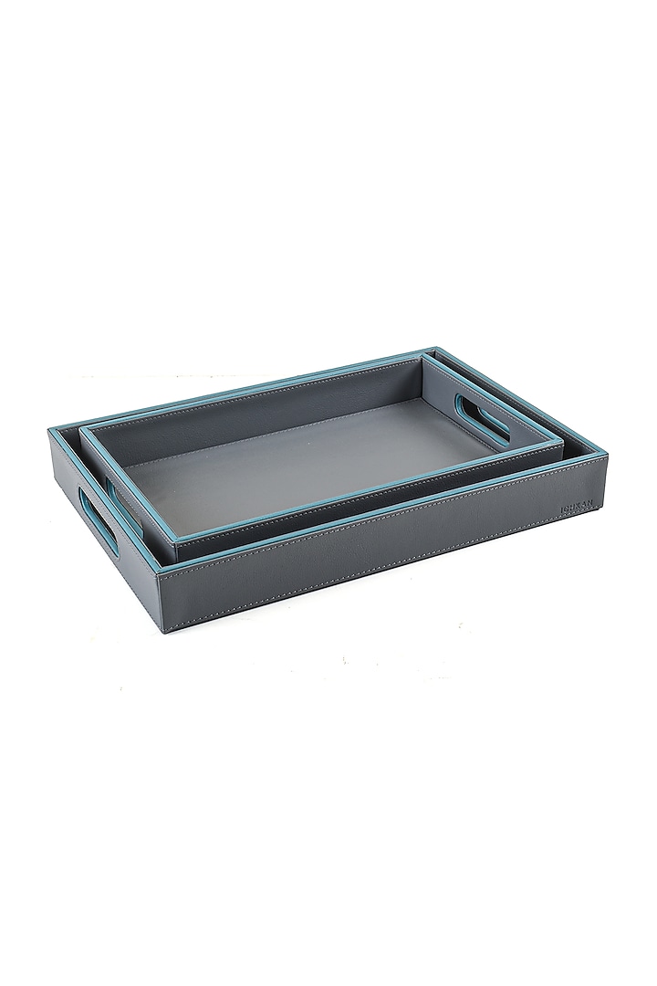 Grey Leatherette Serving Tray Set by ICHKAN at Pernia's Pop Up Shop