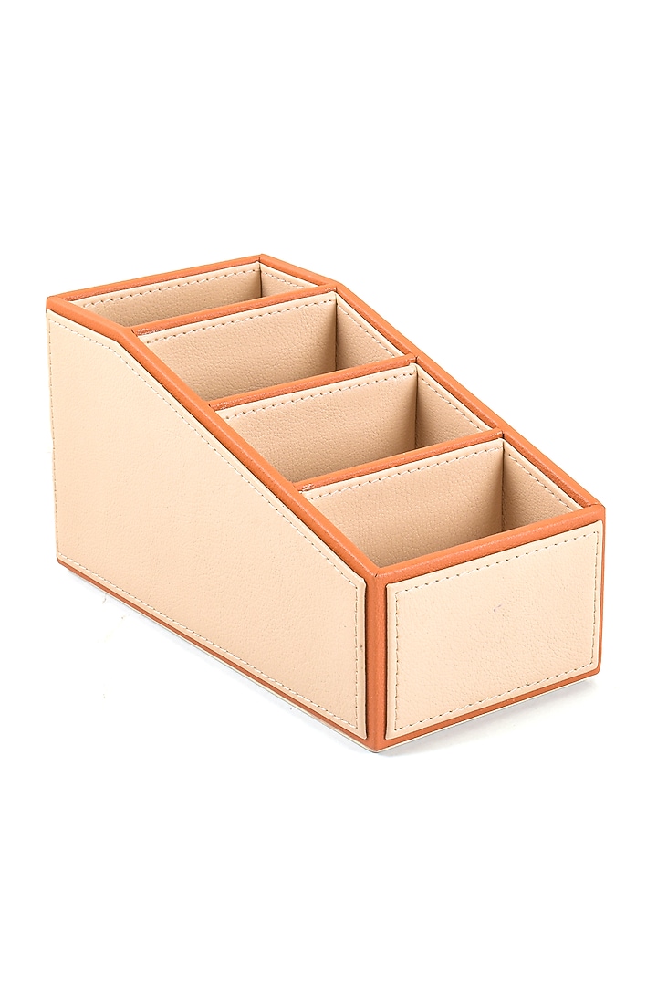 Beige Leatherette Desk Organizer by ICHKAN at Pernia's Pop Up Shop