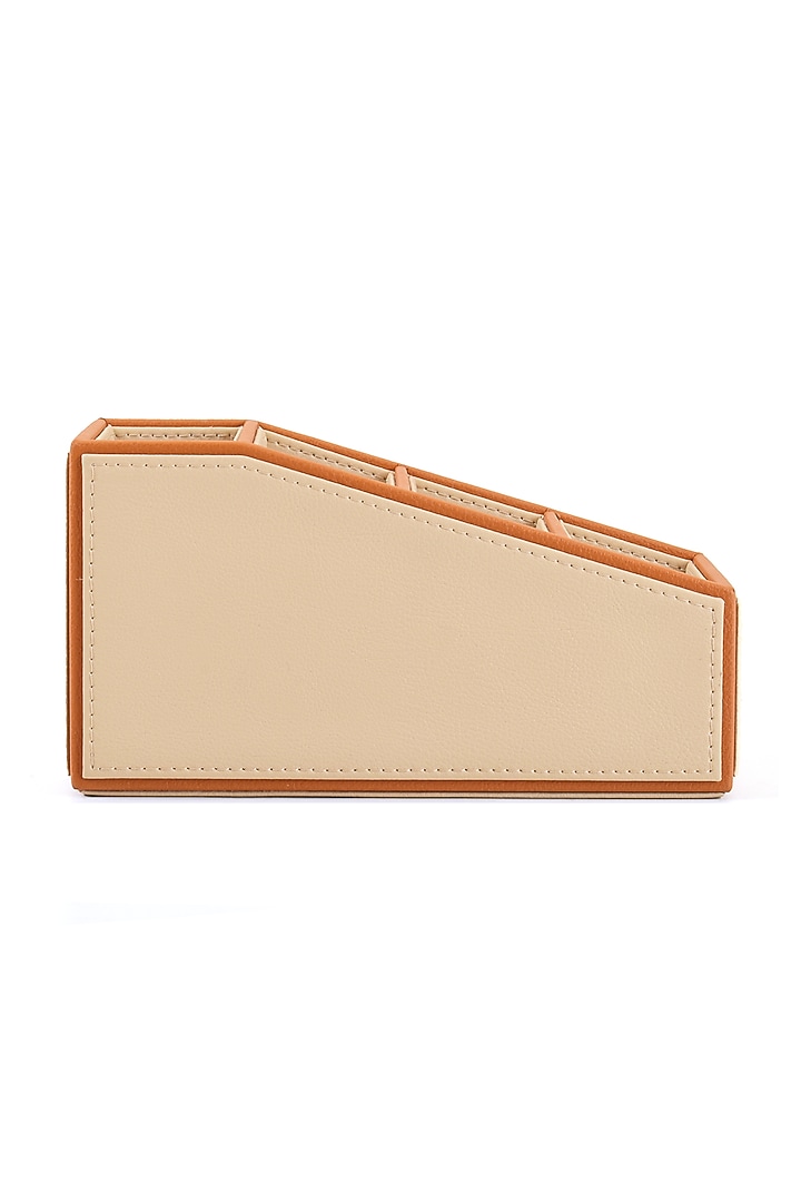 Beige Leatherette Desk Organizer by ICHKAN at Pernia's Pop Up Shop
