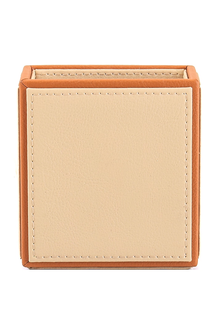 Beige Leatherette Desk Organizer by ICHKAN at Pernia's Pop Up Shop
