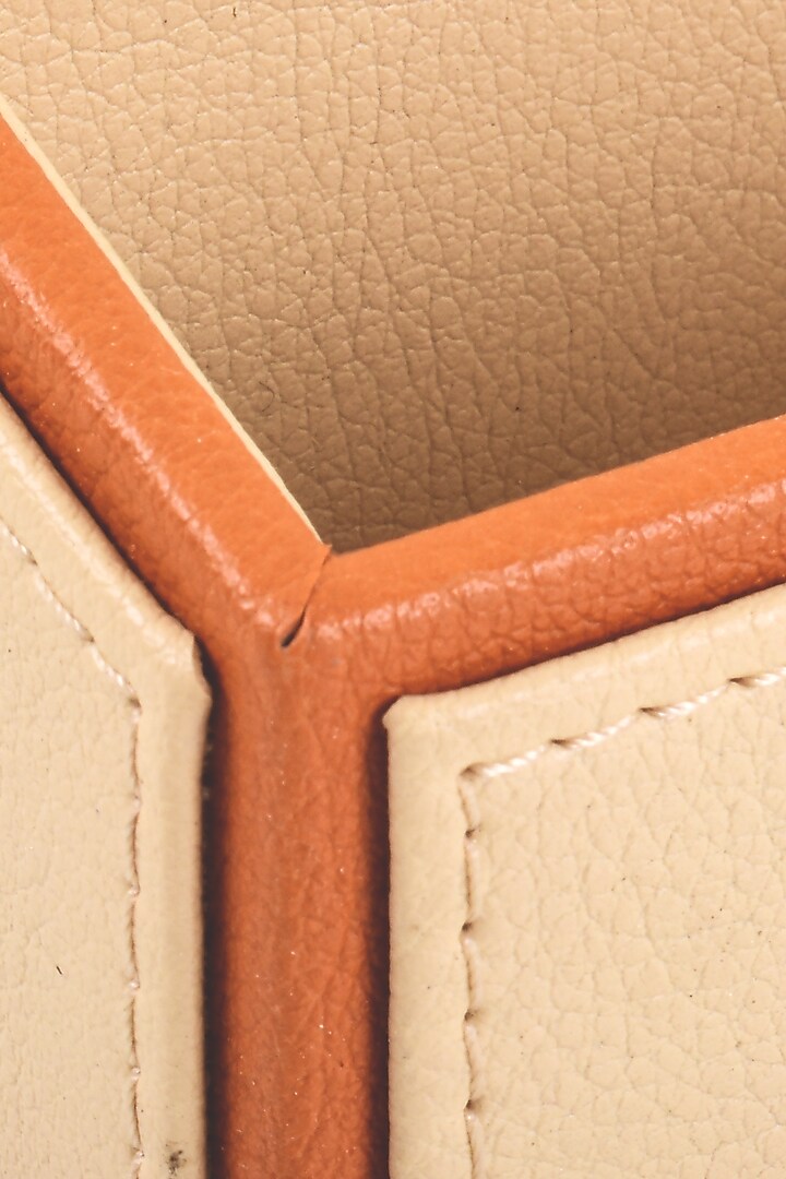 Beige Leatherette Desk Organizer by ICHKAN at Pernia's Pop Up Shop