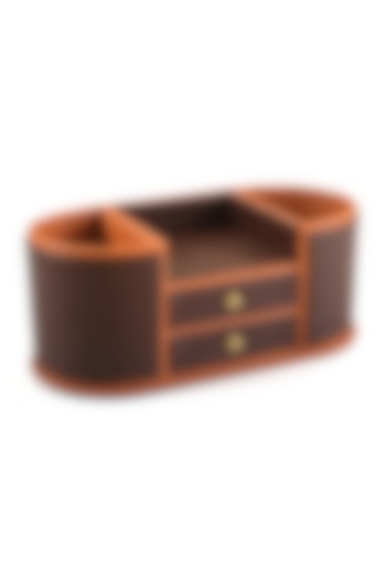 Dark Brown Leatherette Table Organizer by ICHKAN at Pernia's Pop Up Shop